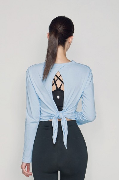 Cover-up Back Tied Tee Shirt Baby Blue