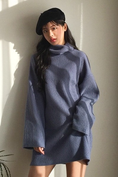 Knit Turtleneck Dress