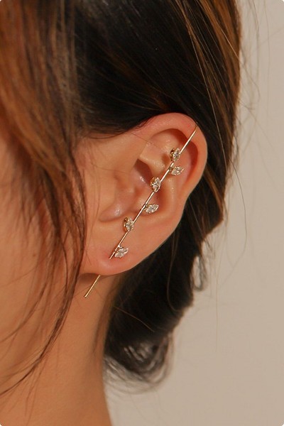 Leaf Cubic Hook Earring