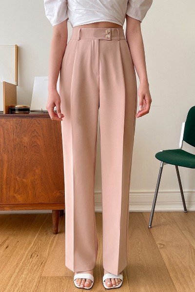 Anna Two Buttons Wide Pants