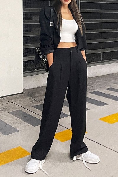 Nine Crop Jacket Slacks Set