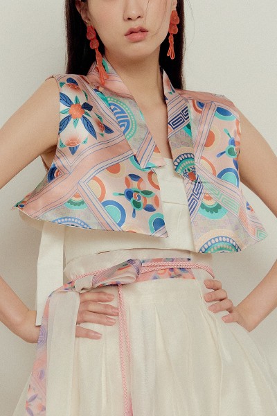 Hanbok Fruit Silk Vest Pink