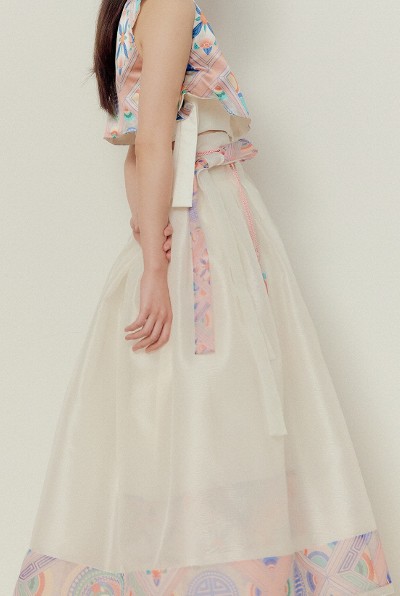 Hanbok Phoenix Skirt Ivory